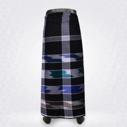 Black Blue White Ikat Kitari Checked Cotton Lungi